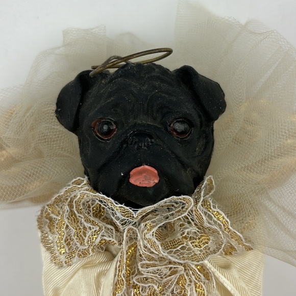 Vintage 1993 two sisters and co. Angel pug tree topper - Picture 3 of 6